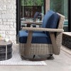 COWLOWN Dark blue Ergonomic Outdoor Wicker Chair, 360 Swivel Rocking Patio Dining Chair with Weather-Resistant Cushion for Porch, Terrace, or Backyard - 3 of 4