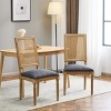 Set of 2 French Country Dining Chairs with Rattan Back and Upholstered Seats, Solid Wood Armless Chairs for Dining Room or Kitchen-Panipeachy - 3 of 4
