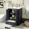 Lyngins 24" Bathroom Vanity with Ceramic Sink, Modern Freestanding Storage Cabinet with  Large Cabinet (3 Adjustable Shelves) + Retractable Drawers - 2 of 4