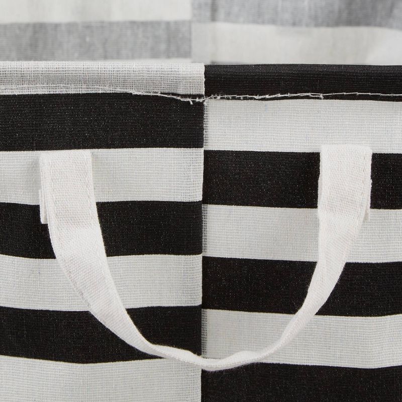 Design Imports Set of 2 Rectangle L 10.5 x 17.5 x 10 Pe Coated Cotton Poly Laundry Bins Stripe Black, 3 of 9