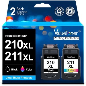 Valuetoner Manufacturer Refurbished Ink Cartridge Replacement for Canon 210XL 211XL for PIXMA MX410 MX320 MX330 Printer (2 Pack, 1 Black, 1 Color) - 1 of 4