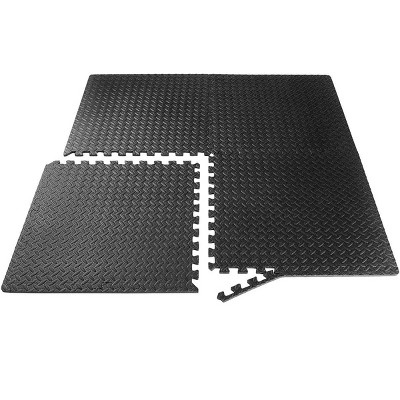 Puzzle Exercise Mat 1in Extra Thick with EVA Foam Interlocking Tiles for MMA, Exercise, Gymnastics and Home Gym Protective Flooring, Black - 4 Pack