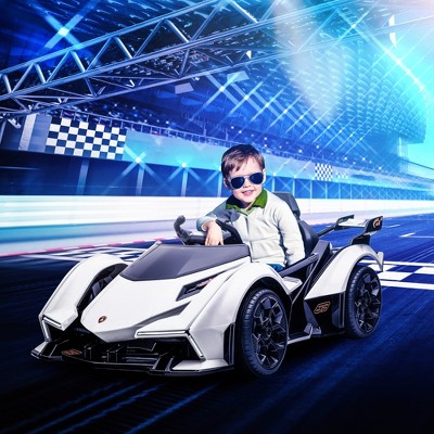 White 12V Electric Ride-On Sports Car with Remote Control