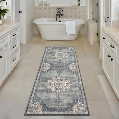 Vintage Oriental Distressed Rug Machine Washable Rug Non Slip Rug