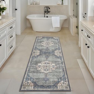 Vintage Oriental Distressed Rug Machine Washable Rug Non Slip Rug - 1 of 4