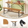 Tangkula Patio Table Bench Set for 2 Picnic Table & Loveseat w/Acacia Wood Top Metal Legs - 4 of 4