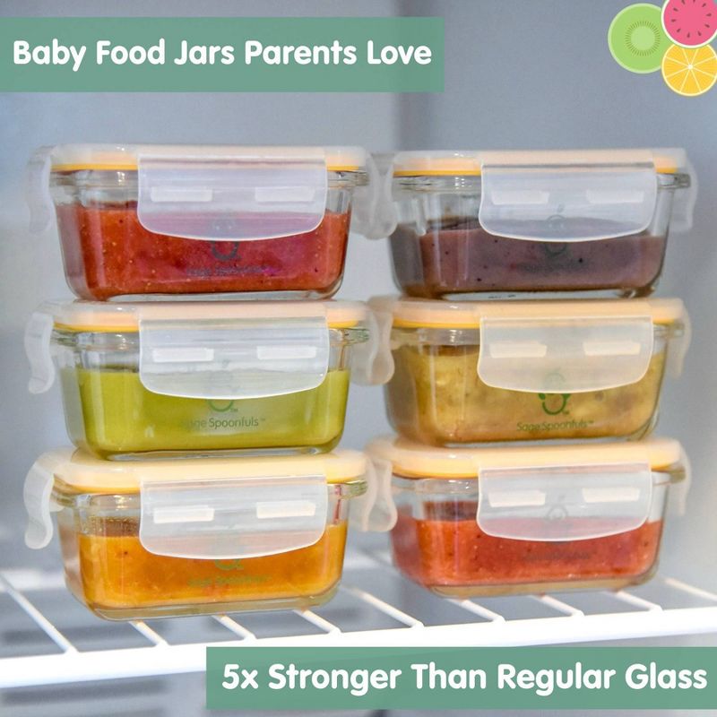 Sage Spoonfuls 6pk Durable Leakproof Glass Baby Food Storage Containers - Clear - 4oz, 3 of 16