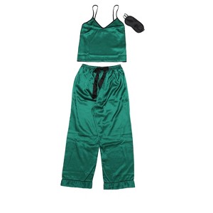 cheibear Women's Satin Silky Summer Camisole and Pants Sleepwear Pajama Sets - 1 of 4
