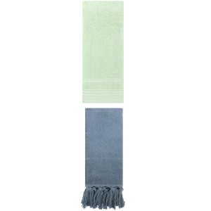 REGALWOVEN 2 Packs Striped and Tassels Hand Towels for Bathroom 14" x 30" - 1 of 4