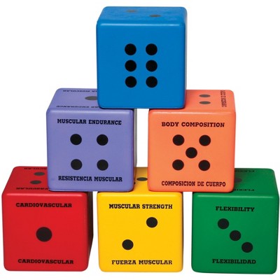 Sportime Five Components of Fitness Dice, Assorted Colors, Set of 6