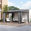 FUFU&GAGA Modern Wall Outdoor Patio Gazebo with Galvanized Steel Hardtop Aluminum Frame, Removable Curtains & Deep Gray Mosquito Netting - 2 of 4