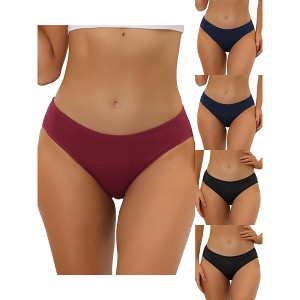 Allegra K Women's Plus Size Mid-Waist Available 5 Packs Hipster Underwear - 1 of 4