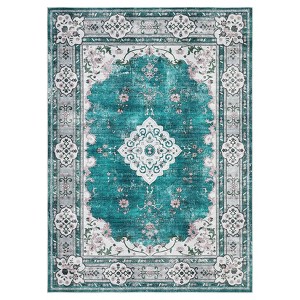 Area Rugs for Living Room Bedroom Dining Room Nursery Office Hallways, Washable Large Boho Vintage Bohemian Distressed Oriental Carpet Non Slip - 1 of 4