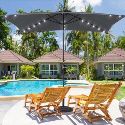 Sonkuki 10x6.5 ft LED Rectangular Patio Market Umbrella w/Tilt Adjustment