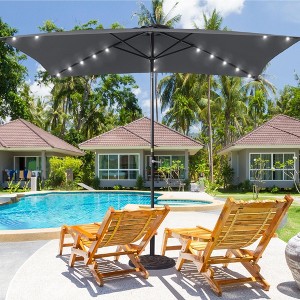 Sonkuki 10x6.5 ft LED Rectangular Patio Market Umbrella w/Tilt Adjustment - 1 of 4