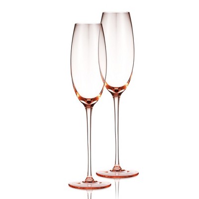 Berkware Tall Champagne Flutes with Gold Tone Rim - 8.1oz (Set of 2)