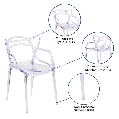 Clear Polycarbonate Decorative Cutout Stacking Side Chair
