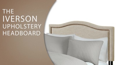 Natural Upholstered King Headboard with Metal Legs