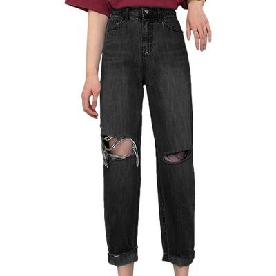 Anna-Kaci Women's High Waist Ripped Boyfriend Jeans