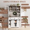 72" Kitchen Pantry Storage Cabinet with Hutch and Sliding Barn Door, Farmhouse Tall Buffet Cabinet with Drawers - 3 of 4