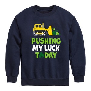 Boys' - Instant Message - St. Patrick's Day Pushing My Luck Today Graphic Long Sleeve Fleece Sweatshirt - 1 of 4