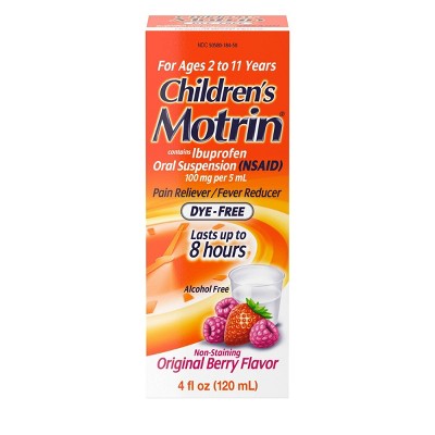 Children's Motrin Oral Suspension Dye-Free Fever Reduction & Pain Reliever - Ibuprofen (NSAID) - Berry - 4 fl oz