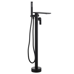 WOWOW Brass Freestanding Bathtub Faucet Single-Handle Floor Mount Bath Tub Faucet with Hand Shower - 1 of 4