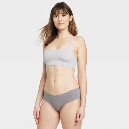 Women's Scallop Edge Freecut Cheeky Underwear - Auden™ Gray Xs