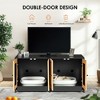 Lirago Black Double Litter Box Enclosure 47x19.8x23.6"-Hidden Furniture for 2 Cats with Rattan Doors - 3 of 4