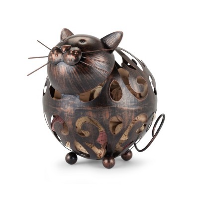 True Whiskers Cat Cork Holder, Stainless Steel with Rustic Finish, Set of 1, 6.8"