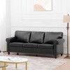 Classic 84''W Chesterfield PU Leather Sofa, 3-Seater/1-Seater Couch with Rolled Arms and Nailhead Trim for Living Room or Office – ModernLuxe - 2 of 4