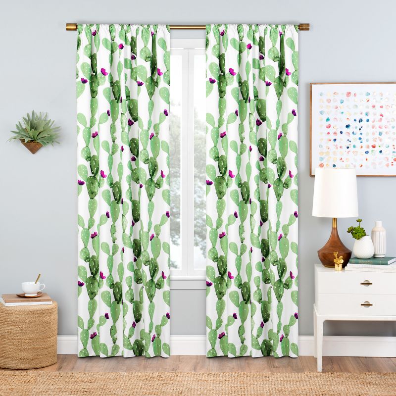 1pc Otto Thermaback Blackout Curtain Panel Cactus/White -<br> Eclipse, 1 of 6