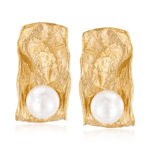Ross-Simons Italian 7.5-8mm Cultured Pearl Sculptural Earrings in 18kt Gold Over Sterling - 1 of 4