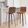 Bekrvio 26"/29" Swivel Bar Stools Set of 1/2/3/4, Faux Leather Upholstered Counter Chairs with Wood Legs, Mid-Century Seating for Kitchen Island - 2 of 4