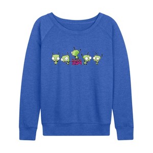 Women's - Invader Zim - Dancing Gir Lightweight French Terry Wide Neck Long Sleeve Graphic Shirt - 1 of 3