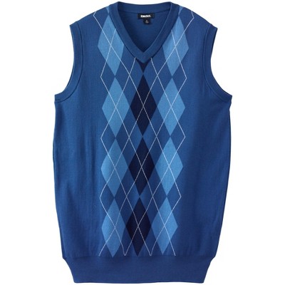 KingSize Men's Big & Tall V-Neck Argyle Sweater Vest - 8XL, Classic Blue  Argyle