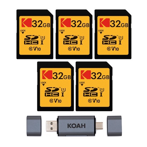 Kodak 32GB Class 10 UHS-I U1 SDHC Memory Card (5-Pack) Bundle