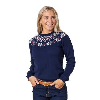 Hope & Henry Women's Long Sleeve Fair Isle Raglan Sweater