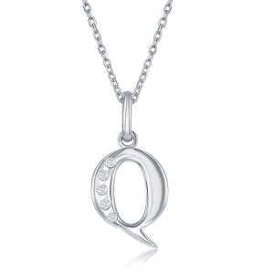 Bella Silver Sterling Silver 0.03cttw Diamond Accent Initial 18" Pendant Necklace - 1 of 2