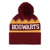 Harry Potter Adult Hogwarts School Crest Knit Cuff Pom Beanie Cap - 2 of 4