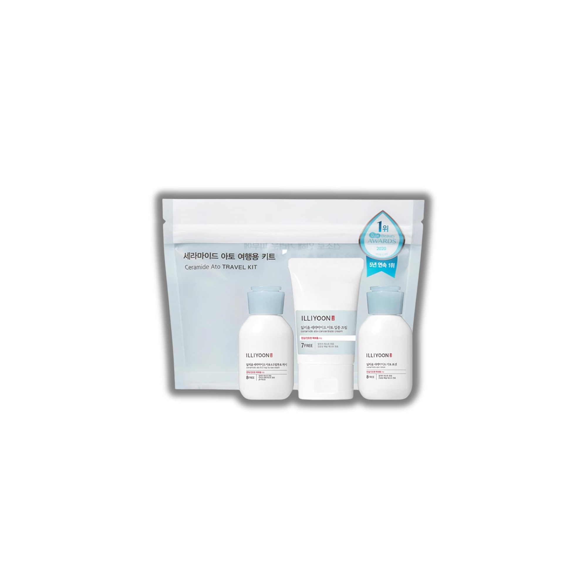 ILLIYOON Ceramide Ato Travel Kit | proven to soothe skin by 41%*. It also aids in reducing dead skin cells by 51%** - (3 pcs)