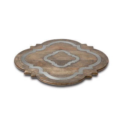 GG Collection 24-Inch Wood and Metal Inlay Heritage Collection Lazy Susan