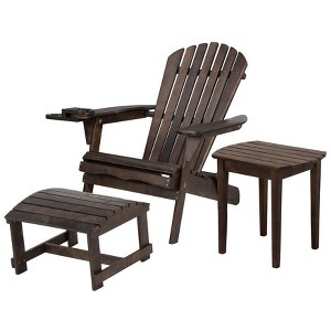 Jiallo Foldable Adirondack Chair with cup holder Bristro Set with Ottoman - 1 of 4
