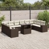 vidaXL 11 Piece Patio Sofa Set with Cushions Brown and Cream Poly Rattan - 2 of 4