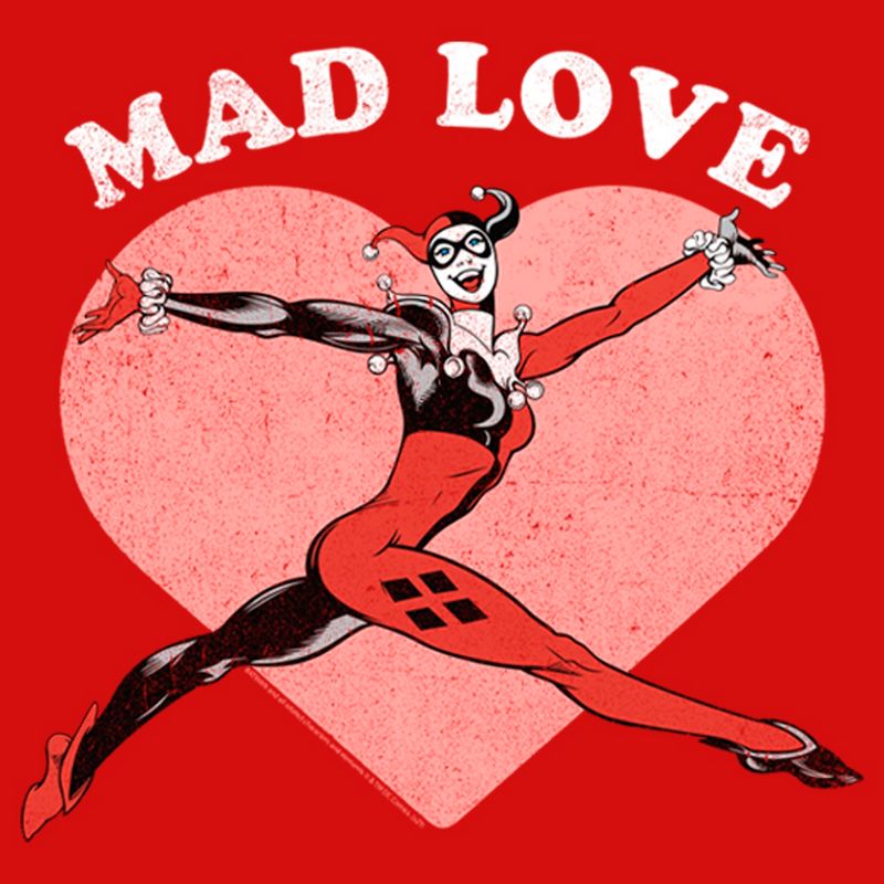 Girl's Batman Valentine's Day Harley Quinn Mad Love T-Shirt, 2 of 6