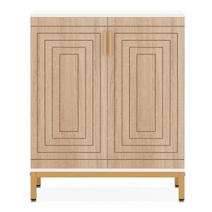Lirago Natural Shoe Cabinet with Gold Legs 31.5"x14.96"x37.4" 20-Pair Space-Saving Shoe Organizer - 1 of 4