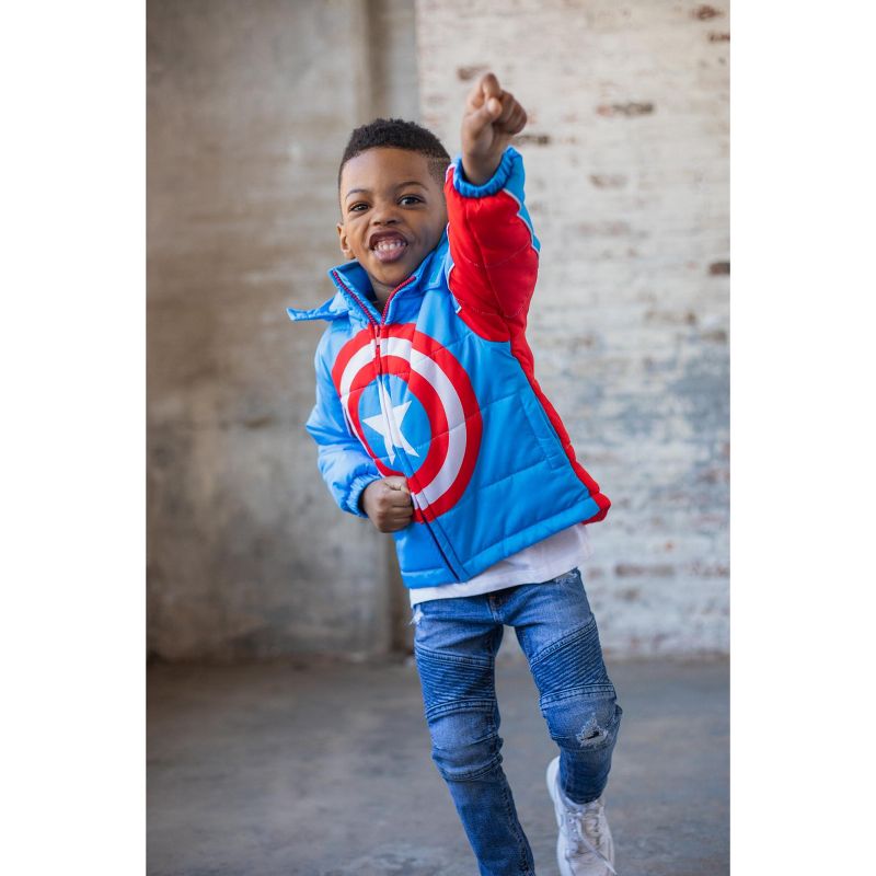 Marvel Avengers Spider-Man Hulk Black Panther Captain America Zip Up Winter Coat Puffer Jacket Toddler to Big Kid, 4 of 8