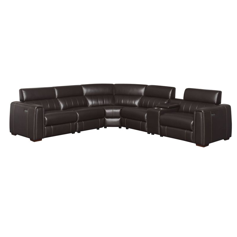 6pc Nara Dual Power Leather Reclining Sectional Sofas Espresso - Steve Silver Co., 1 of 12