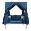 Outdoor Patio Rattan Canopy Daybed Sunbed with Curtain and Woven Rope Arm - 2 of 4