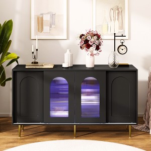 TIRAMISUBEST 4-Drawer Storage Cabinet with Glass Sliding Doors,Multi-Functional Sideboard - 1 of 4